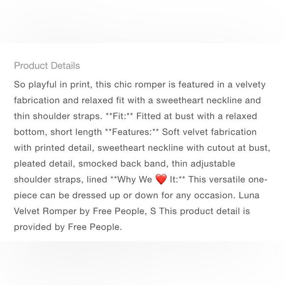 NWOT free people luna velvet romper - Picture 5 of 11